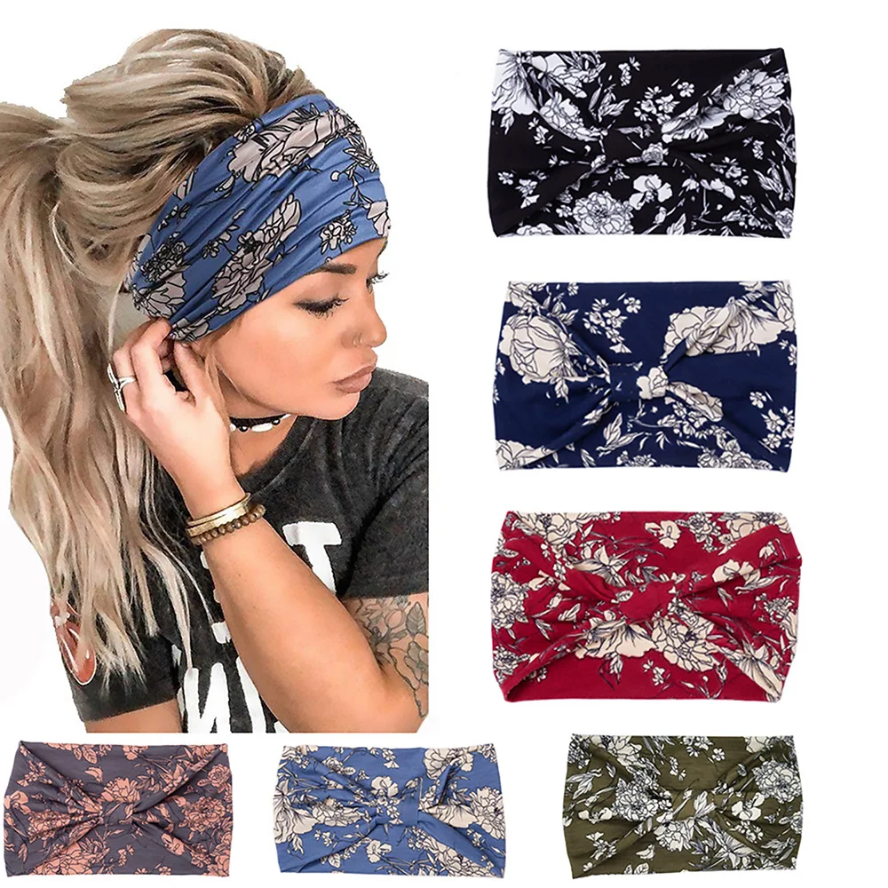 Elastic Sport Yoga Headband Sweatband Women Sport Tennis Running Cycling Hair Band Turban Gym Bandage Party Spa Bath Bohemia