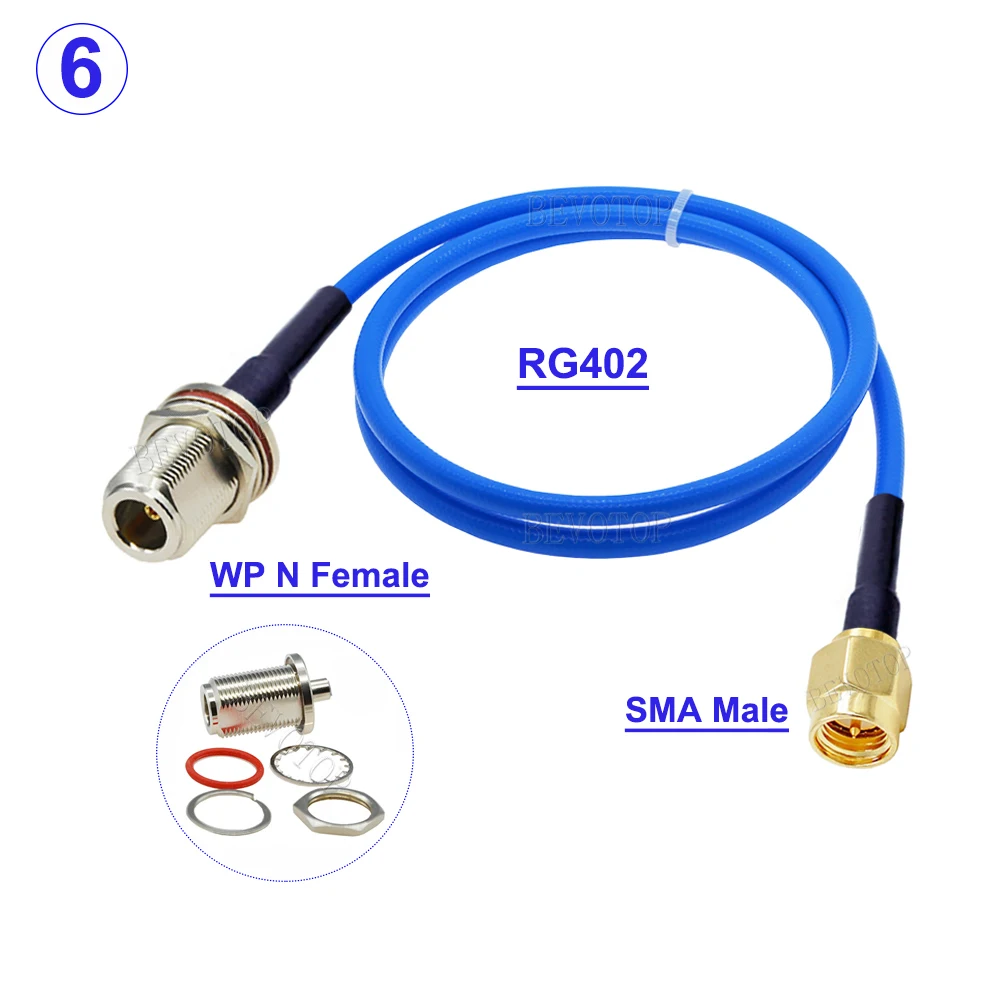 N Female Jack Bulkhead to SMA Male/Female RF Connector 50 Ohm Semi-Felxible RG402 RF Coaxial Cable Pigtail Extension Cord Jumper