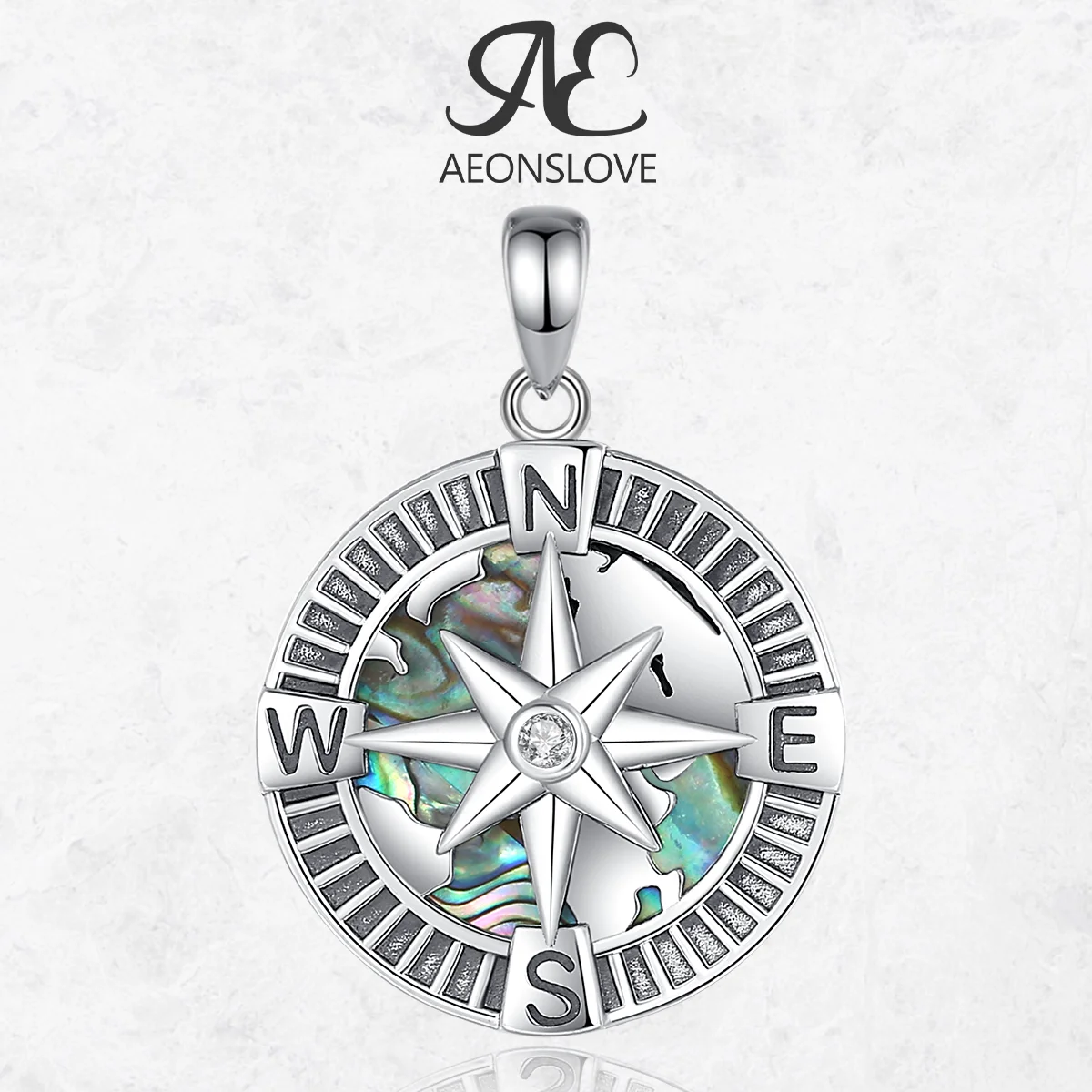 

AEONSLOVE 925 Sterling Silver Compass Necklace Mother of Pearl North Star Pendant Spiritual Jewelry Birthday Gift for Men Women