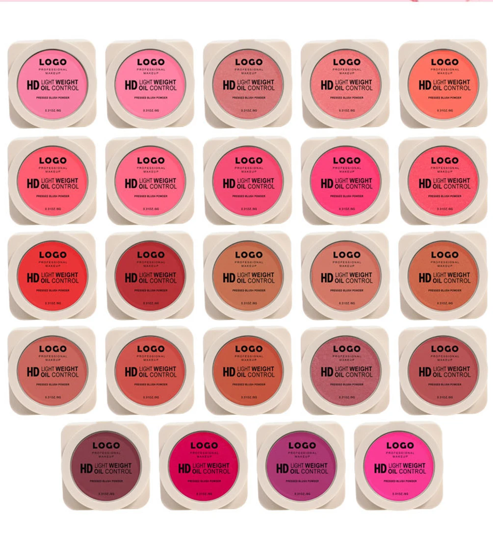 24-color Private Label Blush Powder Custom Logo Waterproof Matte Blusher Cheek Rouge Matte Oil-control Makeup Advanced Packaging