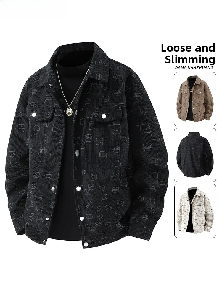 

Casual Loose Fit Men's Jaet Spring Autumn 2025 Faion Brand Print Workwear Coat Large Size Top Polyester Fiber Windproof