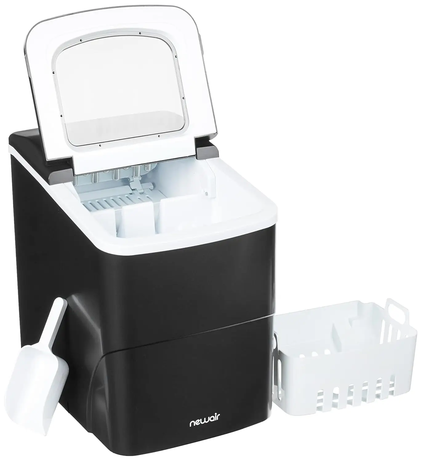 26 lbs. Countertop Ice Maker, Matte Black, Portable and Lightweight, Intuitive Control, Large or Small Ice Size