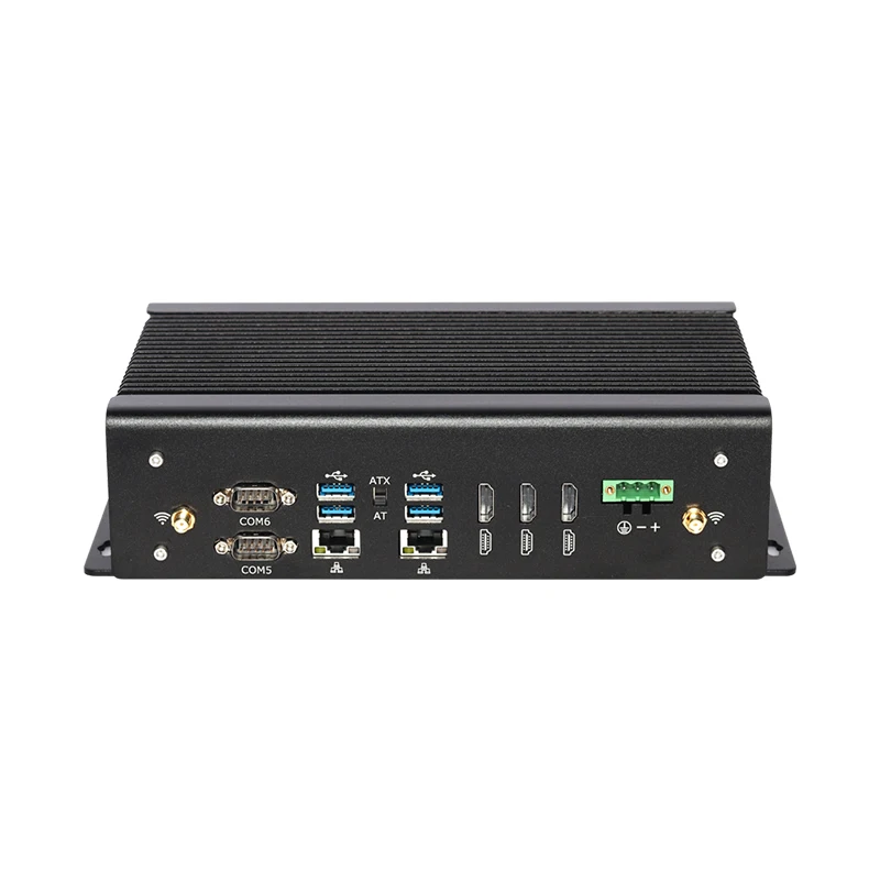 X63G Fanless Industrial PC i7-9750H 6x COM RS232 RS422 RS485 2x Ethernet 14-Lines GPIO 3x HDMI 6x USB WiFi 4G LTE Win11 9V-36V