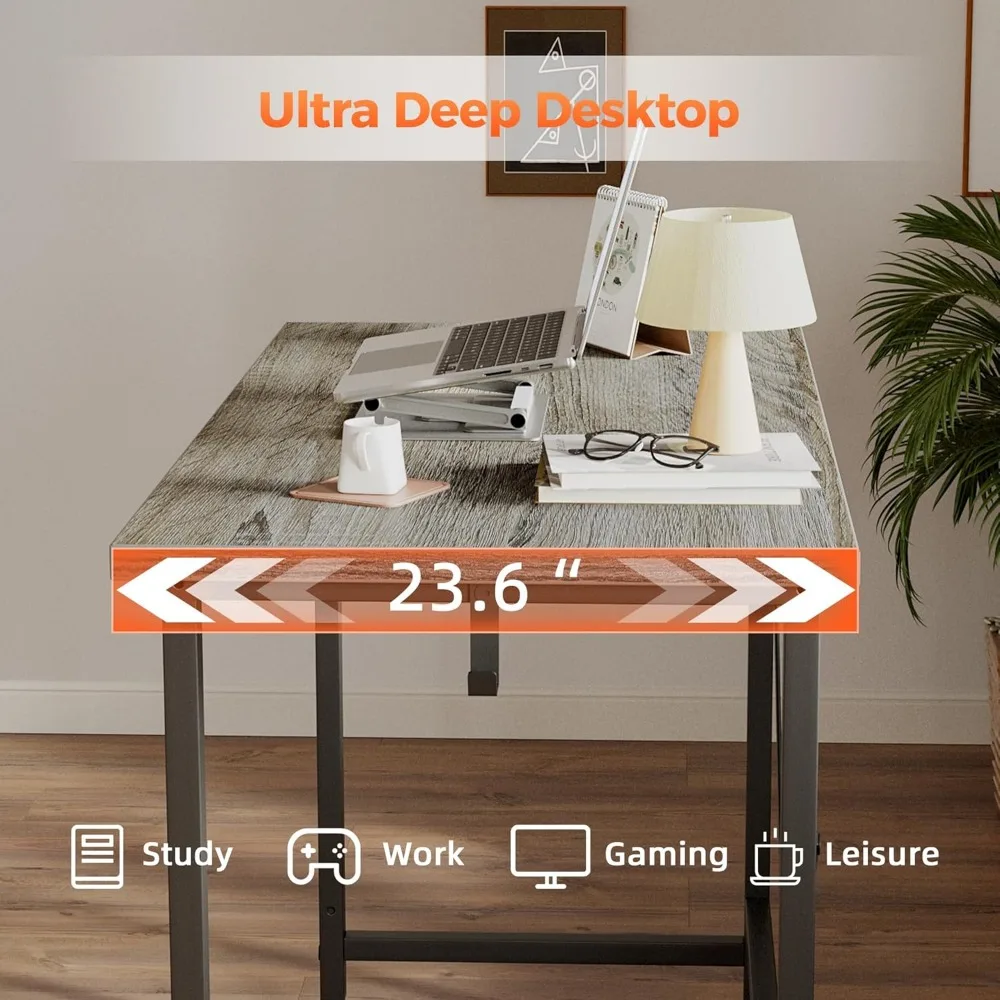 مكتب كمبيوتر للألعاب بعجلات، مكتب مدمج مقاس 48 × 24 للمساحات الصغيرة، طاولة دراسة للمكتب المنزلي على الطراز الحديث