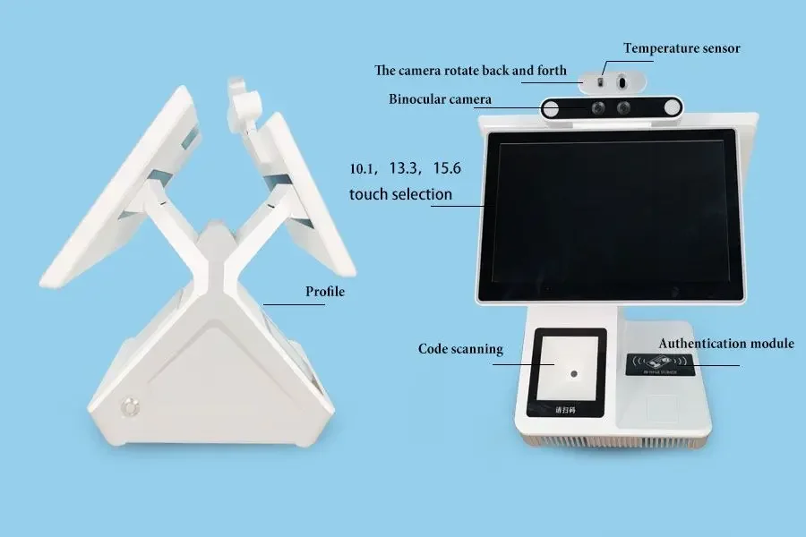 Gesichts erkennung 13,3 Zoll Dual-Screen-Pos-System Android Gesichts erkennung Anwesenheit Maschine Zeit Anwesenheit