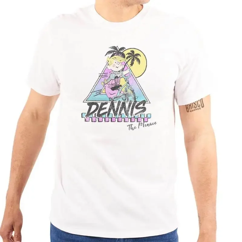 Dennis The Menace Summer Bike Ride Cartoon Womens or Mens Crewneck T Shirt Tee