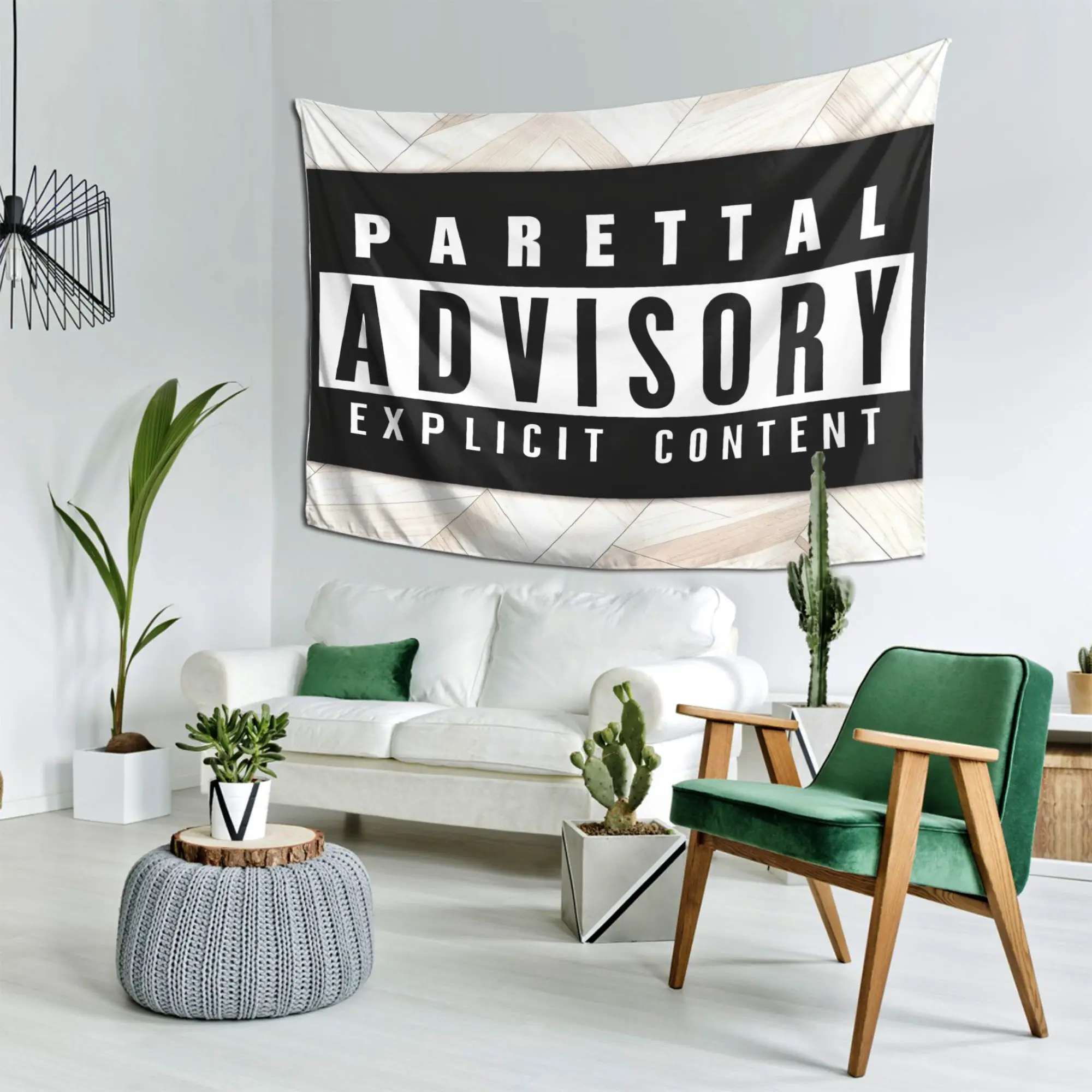VIKAMA Parental Advisory Meme Tapestry, Explicit Content Wall Hanging, Funny Dorm Room Decor for Bedroom College