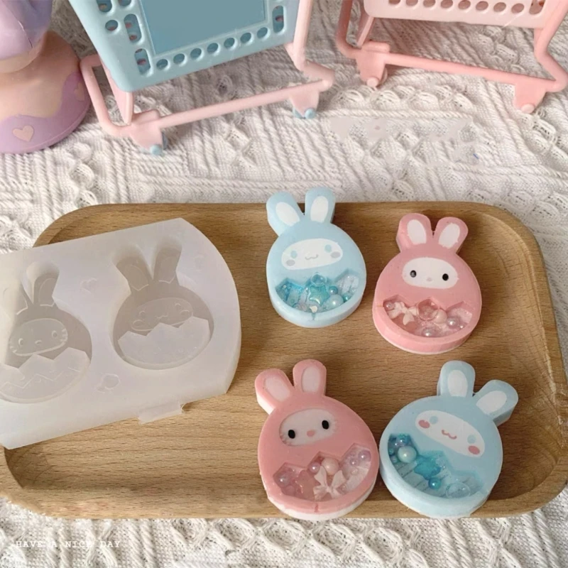 Shiny Silicone Decorations Molds Rabbit Egg Ornament Keychain Mold DIY Pendant Jewelry Epoxy Resin Crafting Molds