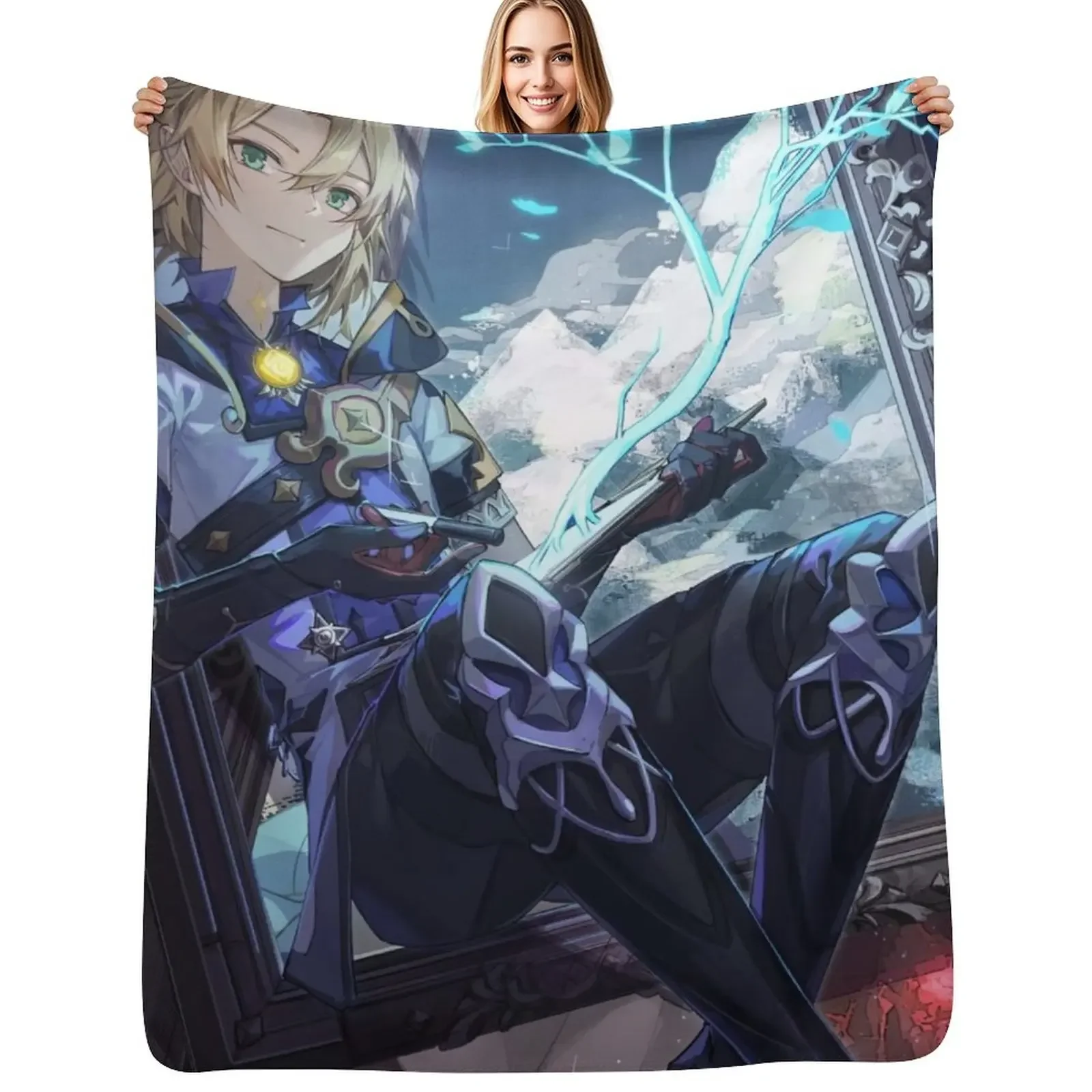 

Albedo Throw Blanket Bed Luxury Thicken Retros cosplay anime Blanket