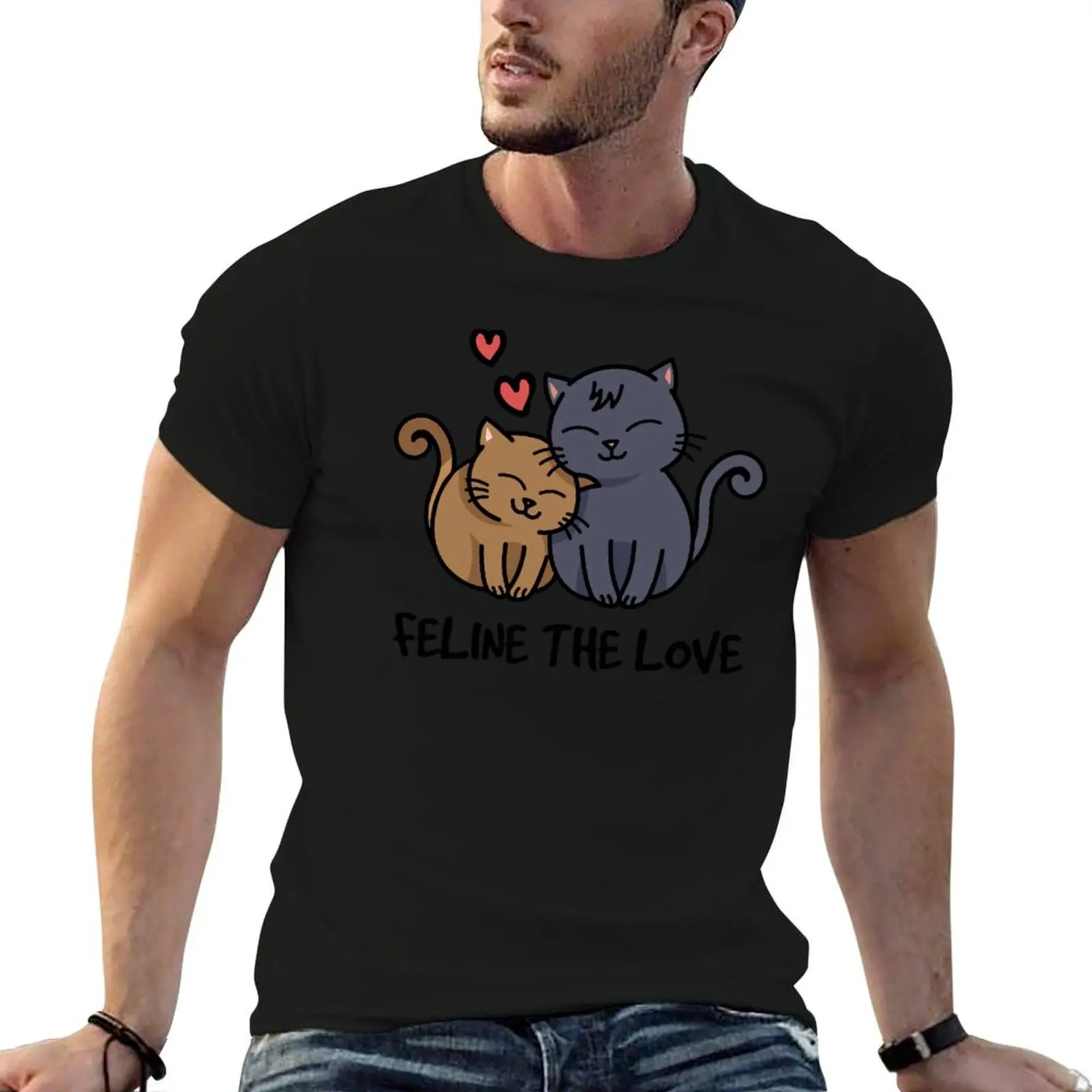

T-Shirt Valentines Cats 100% Kawaii The for Feline men Cute T-Shirt t shirt Day Love! Lovers Cat cotton