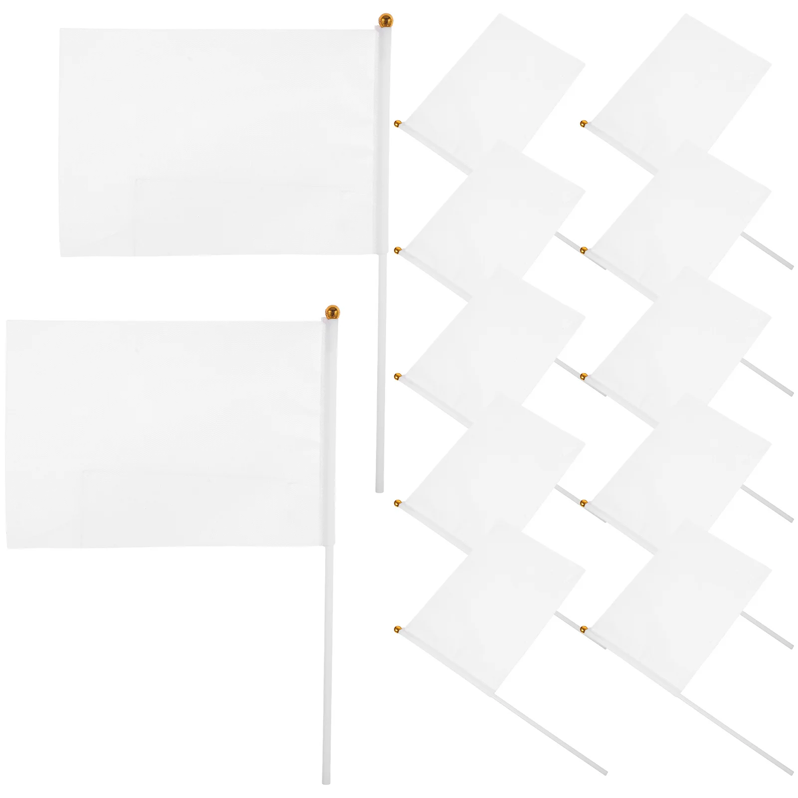 

30Pcs White Mini Flags on Sticks Solid Polyester Handheld Waving Flags for Parties Parades Sports Events School Spirit Weddings
