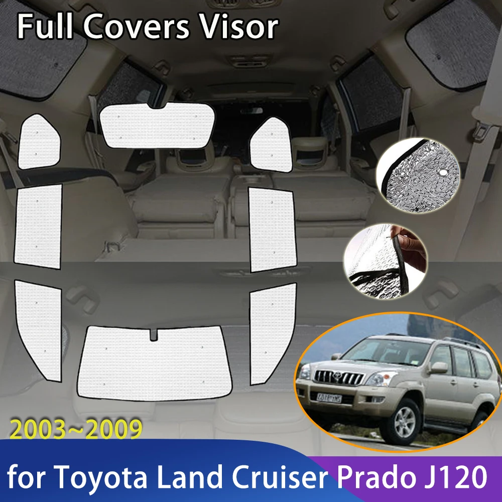 Car Full Coverage Sunshades For Toyota Land Cruiser Prado J120 LC120 FJ120 2003~2009 Accessories 2004 Windshield Cover Sun Visor