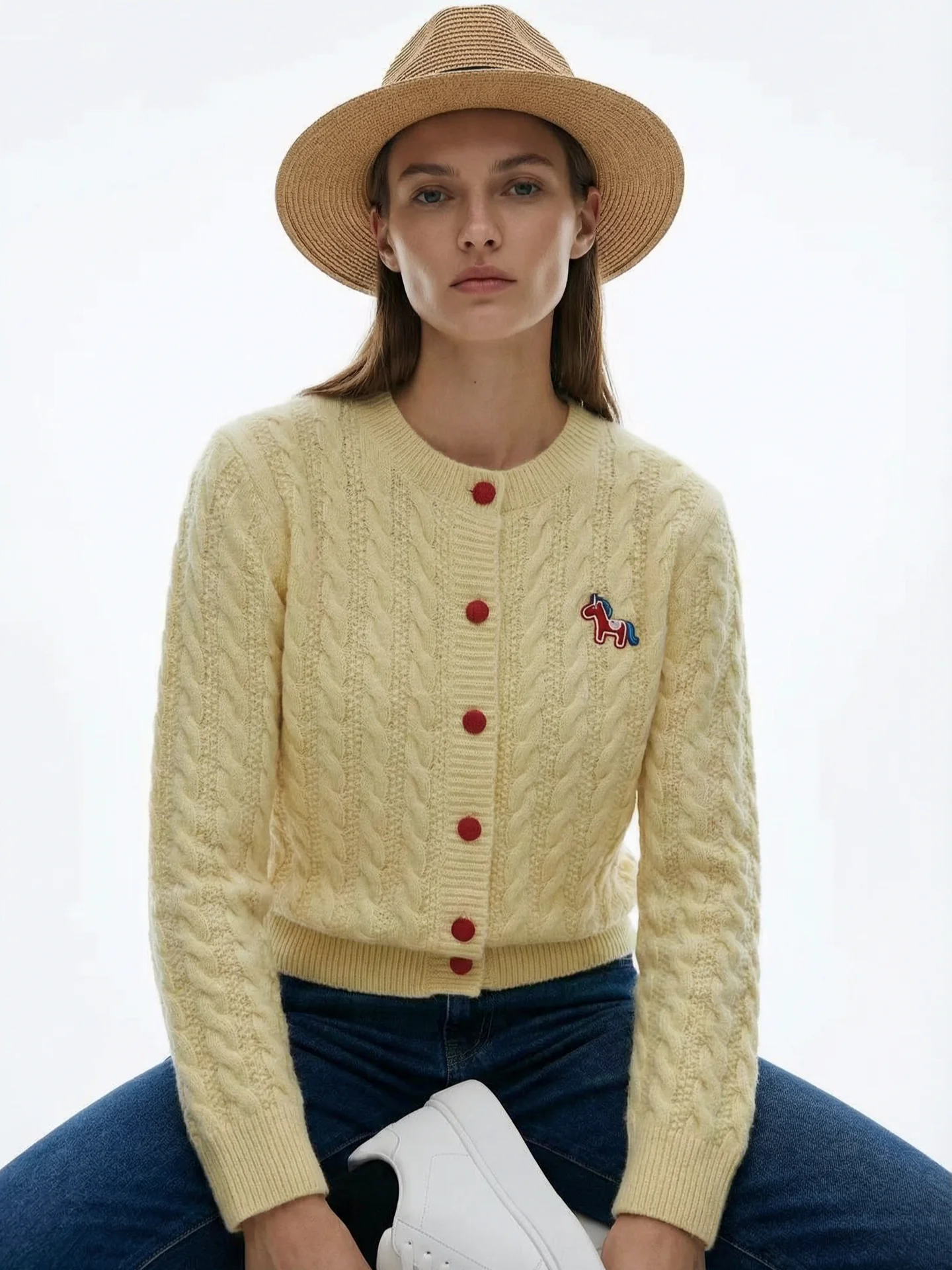 

Yellow Loose Knitted Long Sve ort Cardigan Women's Comfortable Relaxing Sle Daily Wear Spring Season Faion Trend