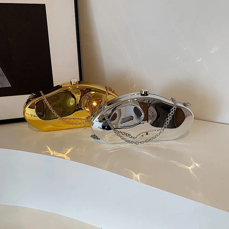 女性用のシックなアクリルショルダーバッグ,ミラー効果のある高級パーティーバッグ,高品質のファッショナブルな2024