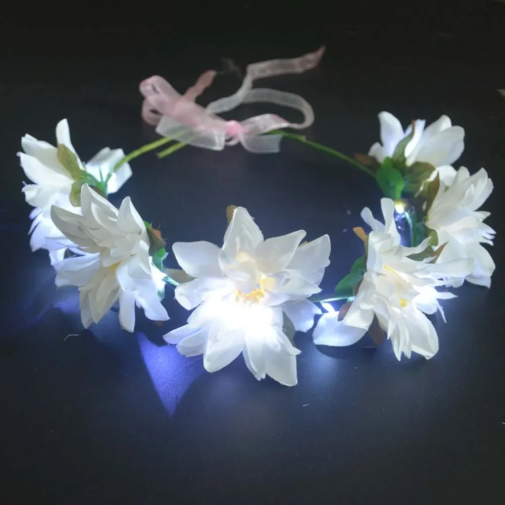 

Girl Adult Light up Wreath Flower Headband Crown for Bridesmaid Birthday Glow Party Supplies Decoration Wedding Festival