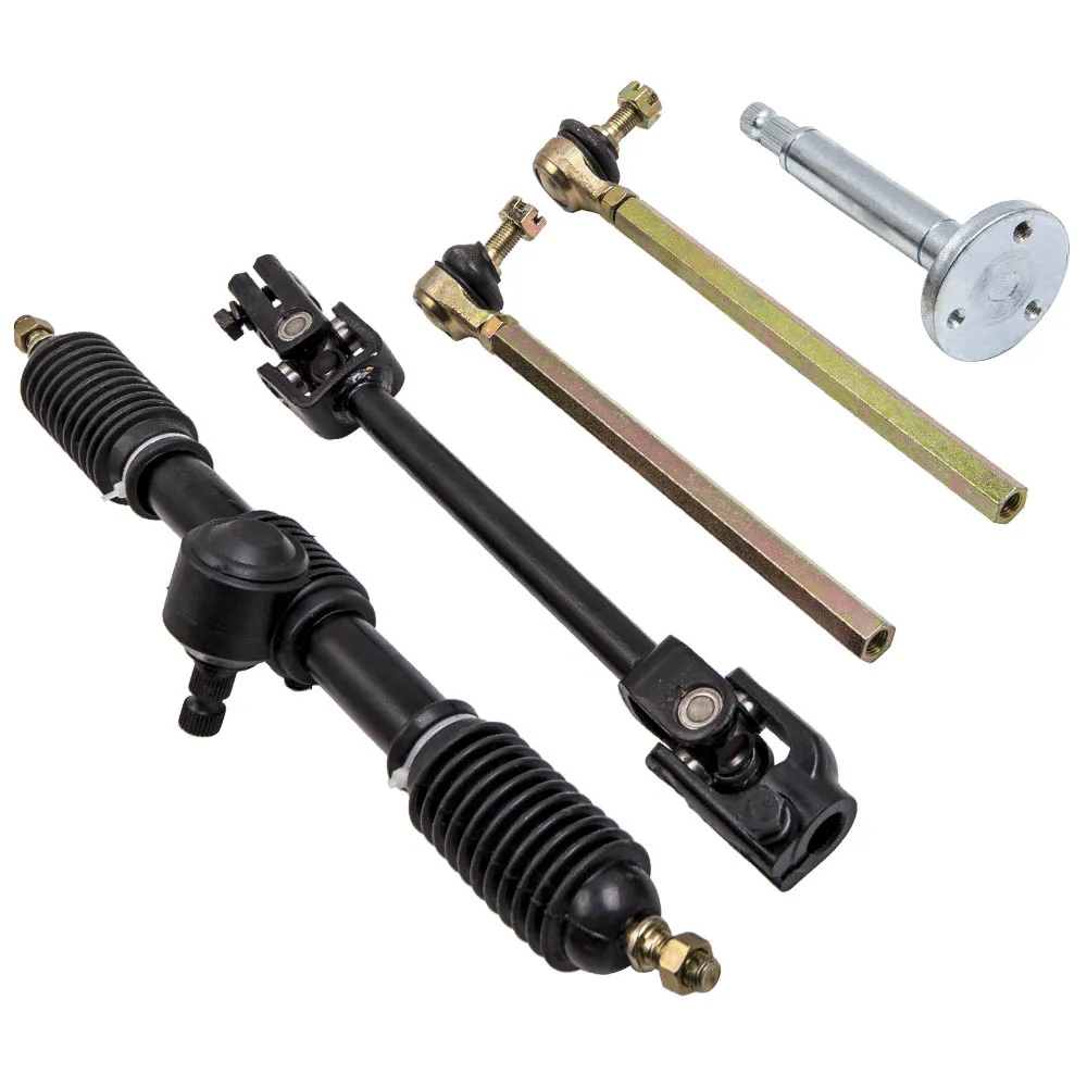 

New Steering Wheel Parts Assembly 110cc Go Kart Tie Rod Rack Adjustable Shaft