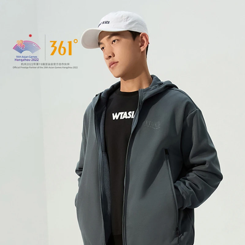 361 Degrees New Men's Casual Loose Sports Jacket Zipper Winter Male Short Warm Outdoor Sports Travel Hooded Coats 632339602