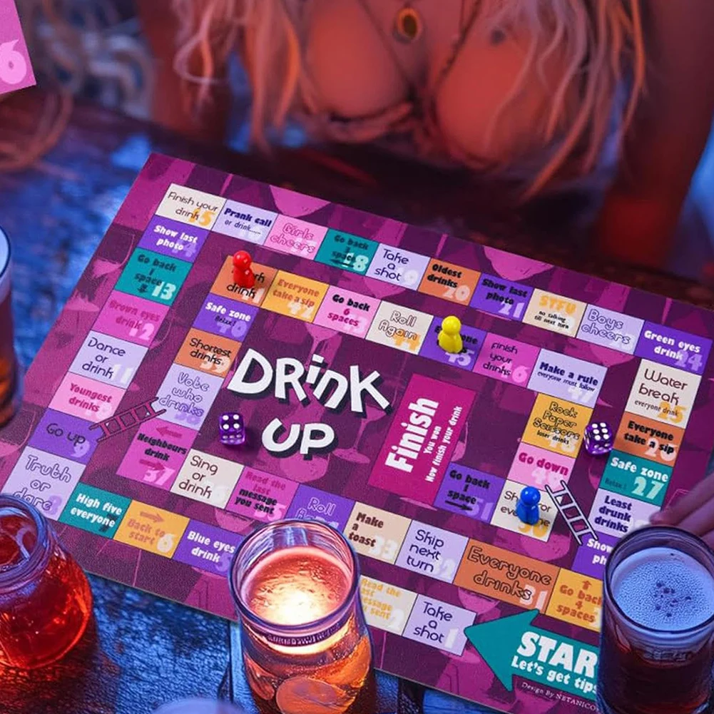 Tipsy Drinking Board Game Night Drinking Game 2-8 Players Bachelorette Party Games Fun Tipsy Land Drinking Games Party Supplies