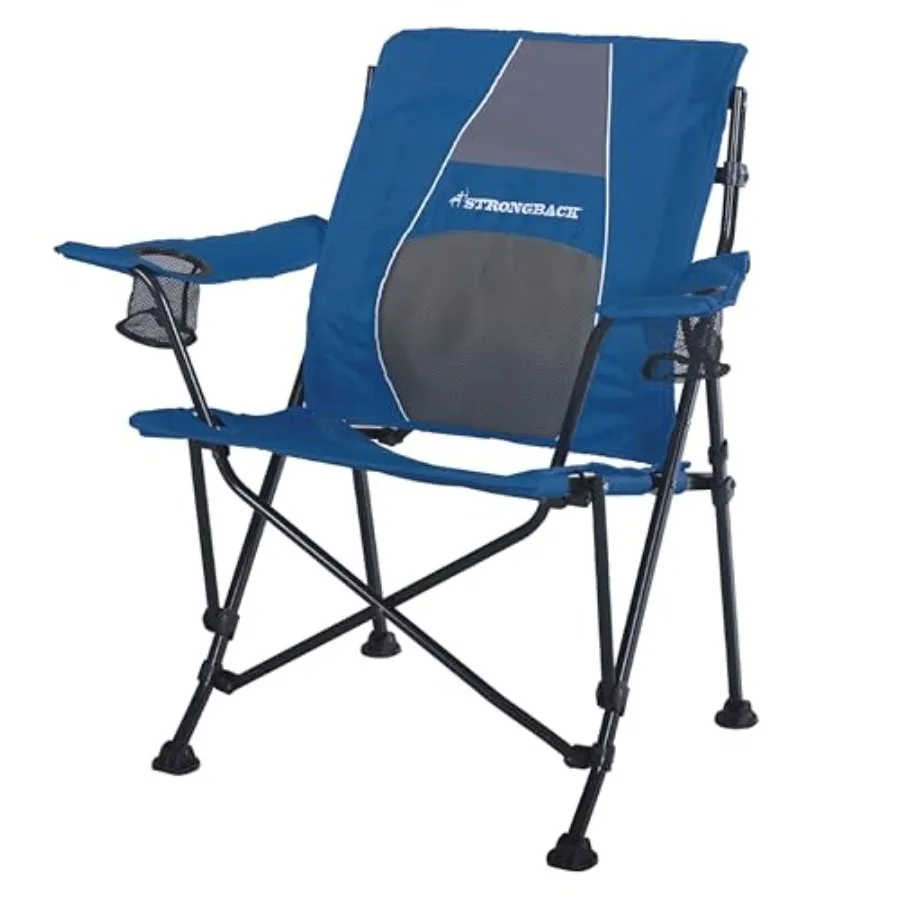 

Heavy Duty Camping Chair with Lumbar Support for Outdoor Use - Backpack Folding Camp Chair in Navy - Durable and Portable
