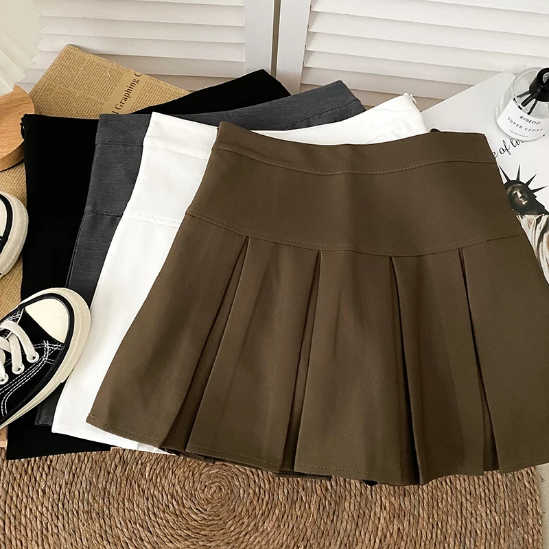 

Slimming High Waist Korean Sle Academy Wind f-length Skirt A-line ort Skirt Anti-exposure Women's Faion Autumn Winte...