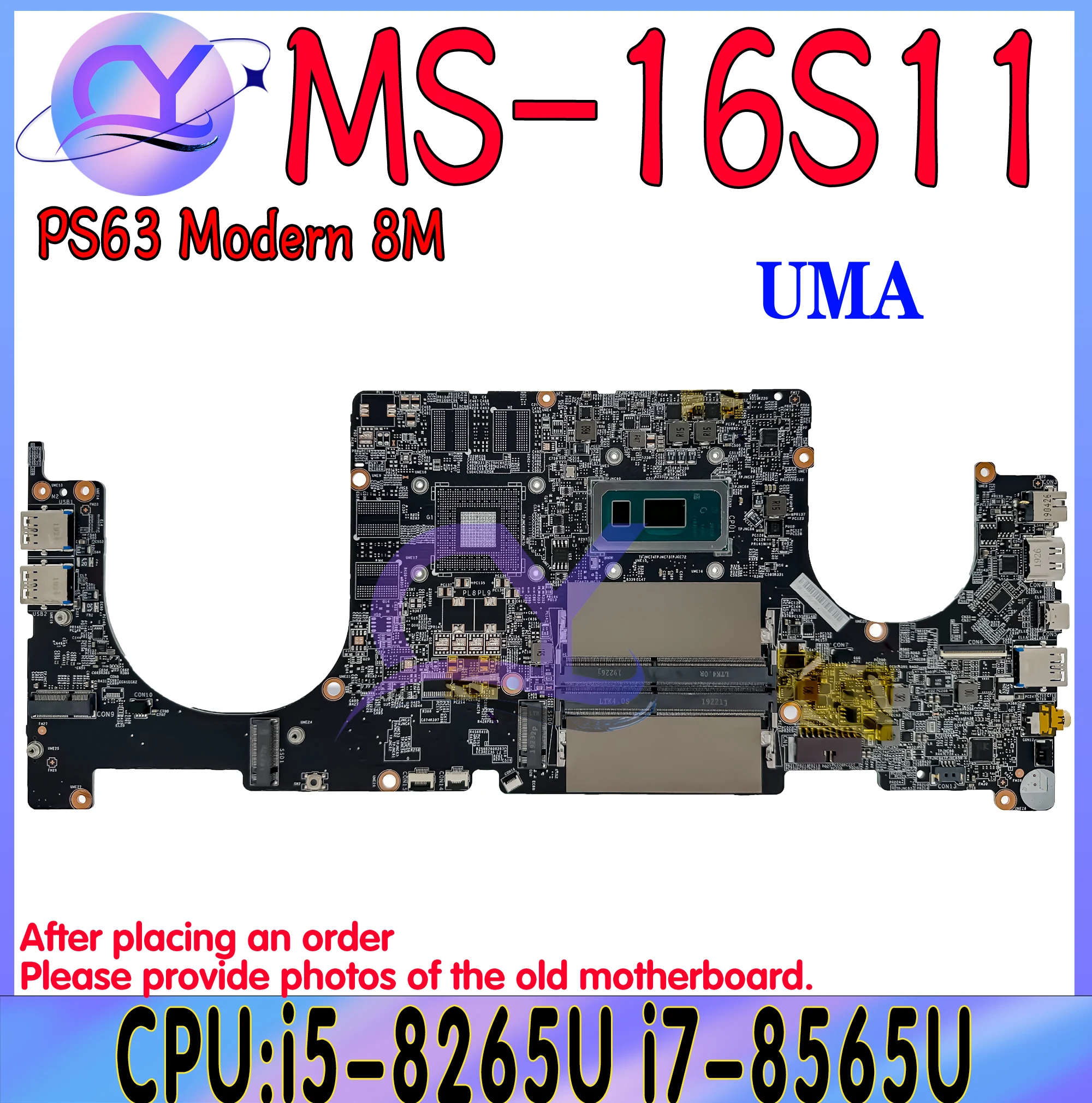 

MS-16S11 Mainboard For MSI PS63 Modern 8M MS-16S MS-16S1 Laptop Motherboard With i5 i7-8th Gen UMA GTX1050 GTX1050Ti 100% Test