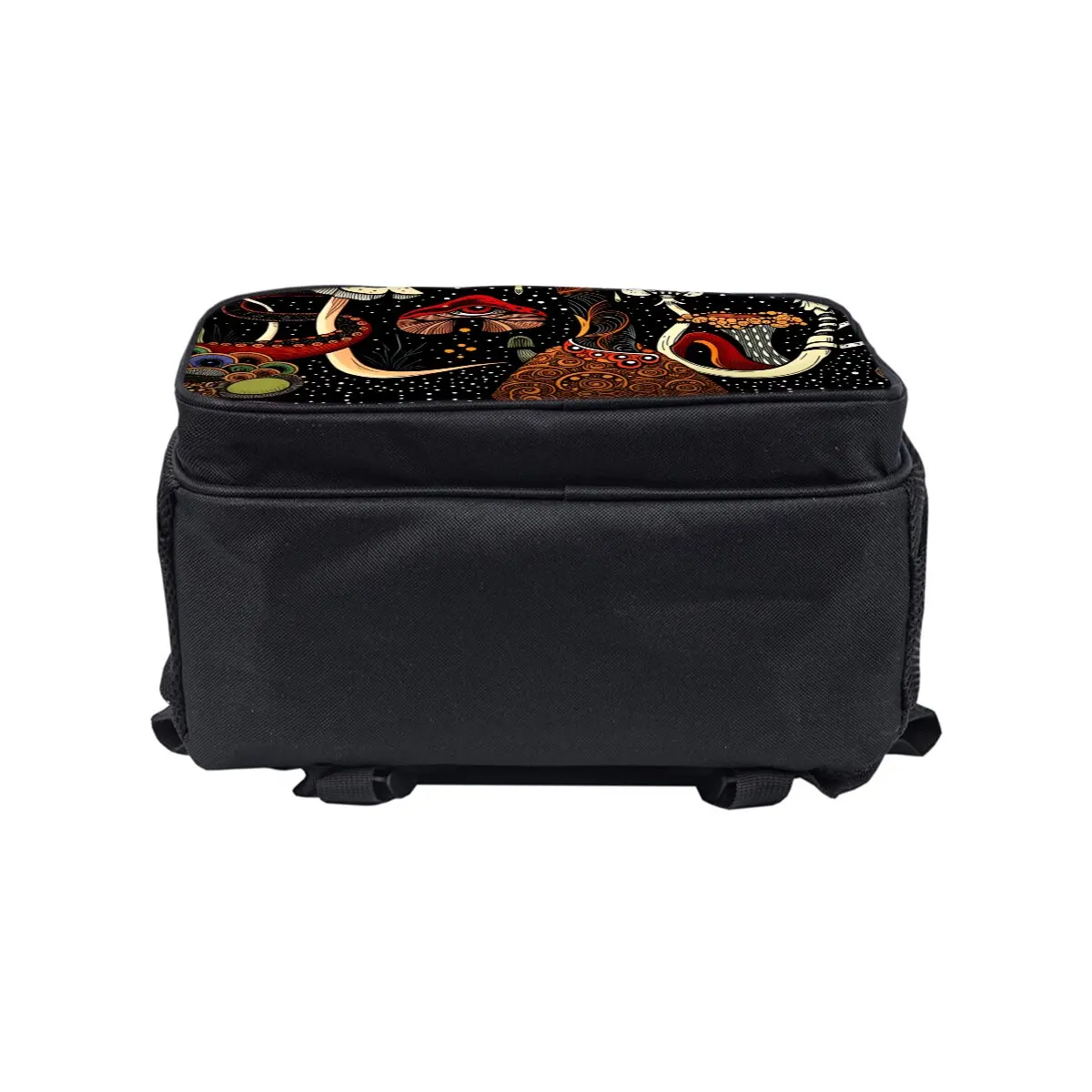 Bohemian Mushroom Print School Backpack for Boys/Girls Best Gift Waterproof 3D Cartoon Round Front Pocket Bag for Children