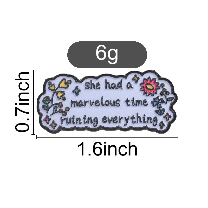 Aesthetic Slogan Enamel Brooch Floral Star Pattern Quote Lapel Badge Pin Decor for Jacket Backpack Art Lover Gift