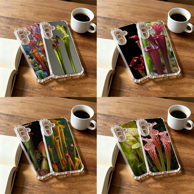 Hot Pink Pitcher Plant Phone Case For Samsung A57 A37 A27 A17 A16 A26 A36 A56 A55 A35 A25 A15 Galaxy A05S A06 A07 A50 A51 A30 A3