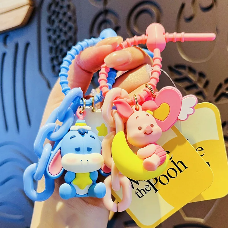 Disney Eeyore Cartoon Keychain Anime Figures Themes Winnie Piglet Student Trend PVC Dolls Bag Pendant Children\'s Birthday Gifts