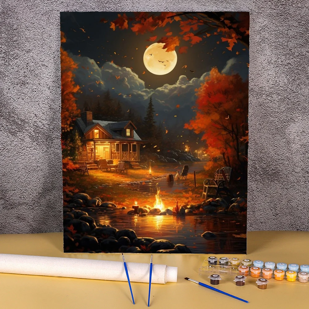 

Paint By Numbers Kits Moon Night Scenery Wall Art Picture Diy Painting By Numbers On Canvas Draw Painting Package For Home Decor