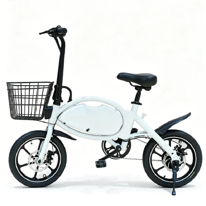 HEZZO T8pro Compact Foldable Commuter E-Bicycle, 48V 500W Max 750W Brushless Hub Motor 16 Inch Carbon Steel Frame, 10.4Ah Removable Lithium Battery, Dual Disc Brakes LED Headlight City Hybrid Bike Equipped with Storage Basket