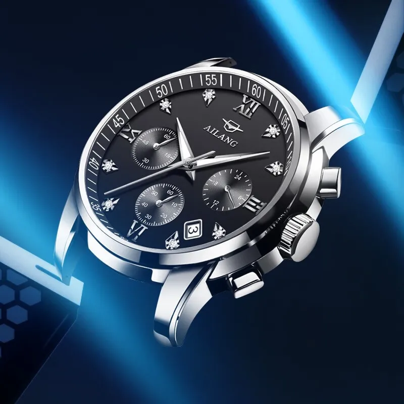 Ailang Men's Watch Luxury Brand Quartz Watch Multi-Function Waterproof Chronograph Top Original Sports Men's Watch