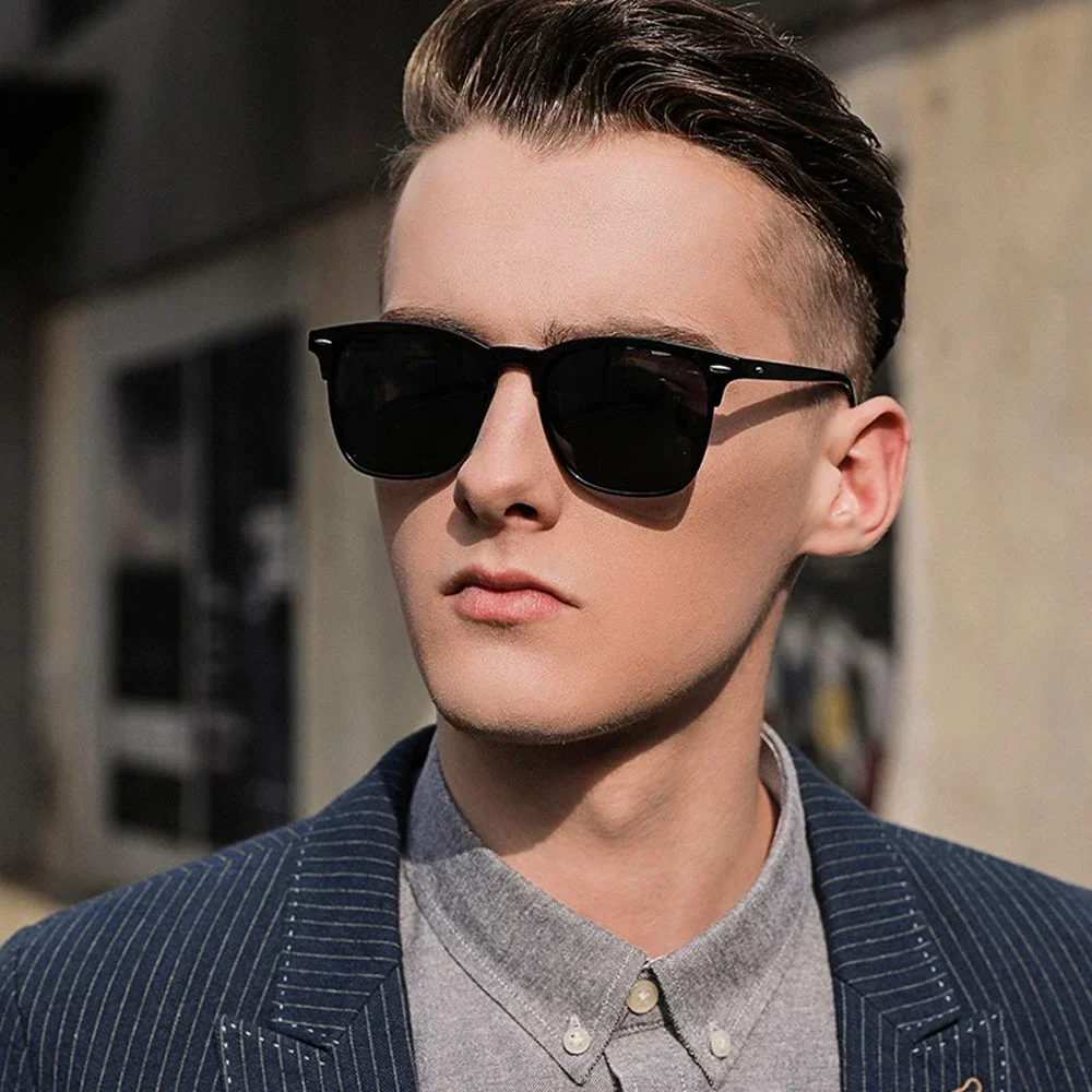 

XaYbZc Polarized Sunglasses Men 2025 Retro Mirror Square Sunglasses Vintage Anti-Glare Driver's Sun Glasses For Men Oculos