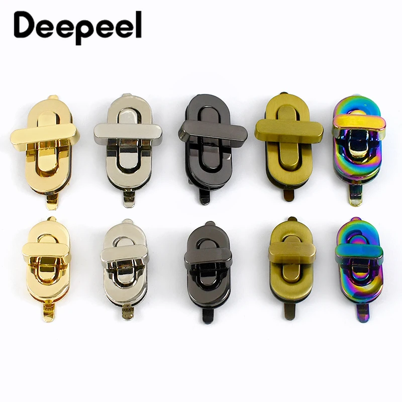 2/5Pcs Deepeel Oval Metal Bag Twist Turn Locks Buckle Purse Handbag Replacement Lock Clasp Closure Buckles Hardware Accessories