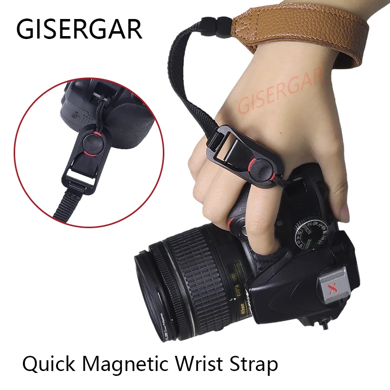 GISERGAR Maglink Quick Magnetic Locking Buckle Wrist Strap for Sony Canon Nikon DSRL Camera Black  brown Green