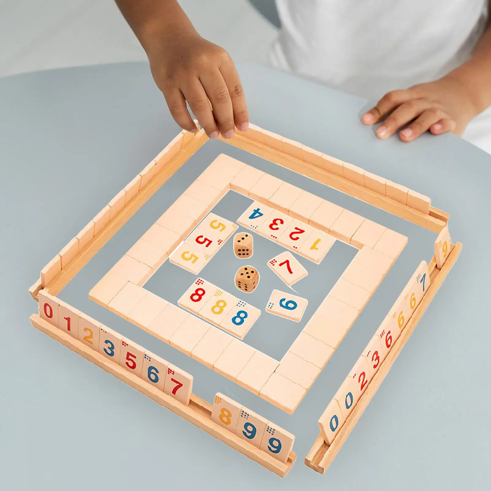 Tuile en bois à déplacement rapide, jeu de fête familiale, jouets dos, jeu numérique Mahjong pour 2 à 4 personnes