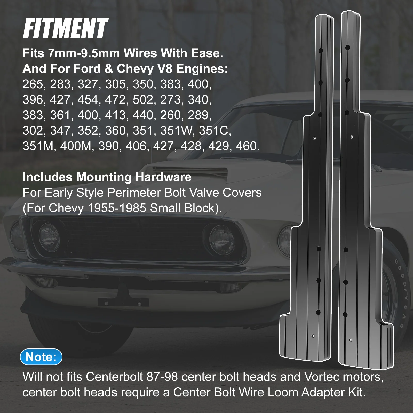 

CNSPEED Spark Plug Wire Looms Holders For Chevrolet Small Block V8 Engine SBC 350 454 Black Aluminum Alloy Ignition Cable Kit