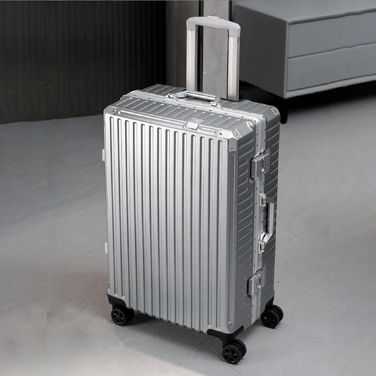 Trolley-Koffer 20 24 26 28 Zoll Aluminiumrahmen Rollkoffer USB-Reisekoffer mit Rädern Zahlenschloss Handgepäck – Detail 17