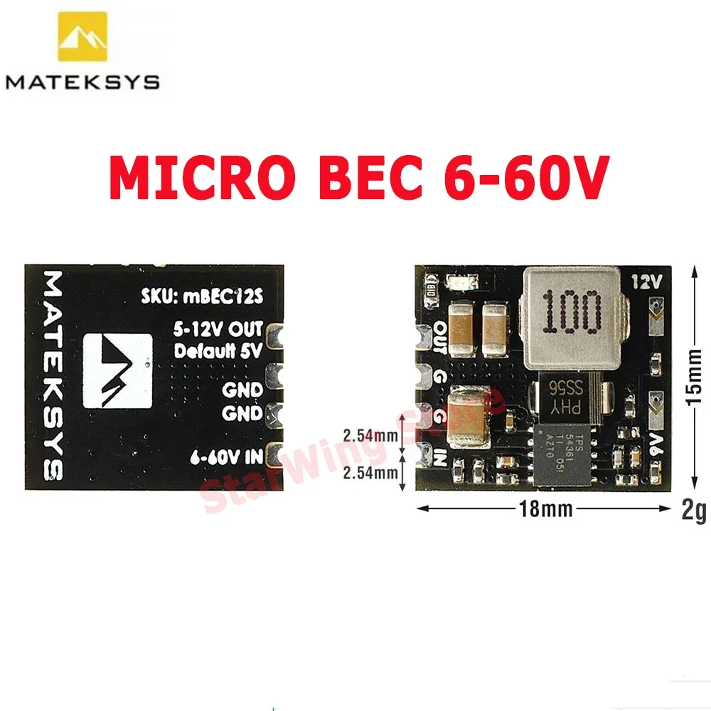 MATEK Mateksys MICRO BEC 6-60V TO 5V/9V/12V-ADJ Step-Down Regulator Module For RC Model Airplane Helicopter FPV Racing Drone