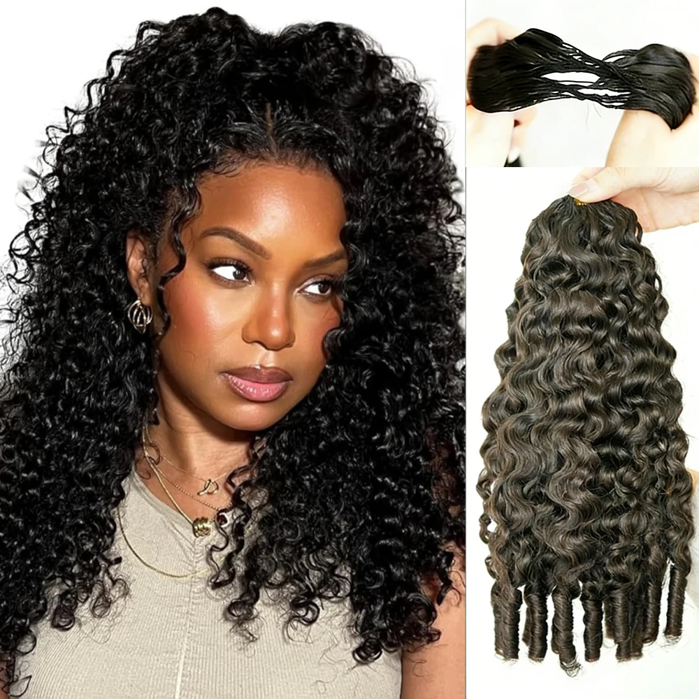 

Бирманские кудрявые волосы для наращивания без узлов, предварительно разделенные, с натуральным видом, спиральные концы, для женщин, натуральные волосы для крючкового наращивания.