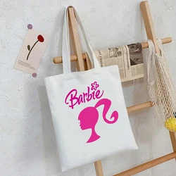 Barbies Cartoon Mädchen drucken Einkaufstaschen für Frauen Leinwand 2024 neue Handtaschen große Kapazität Einkaufen Frauen Umhängetasche Handtasche