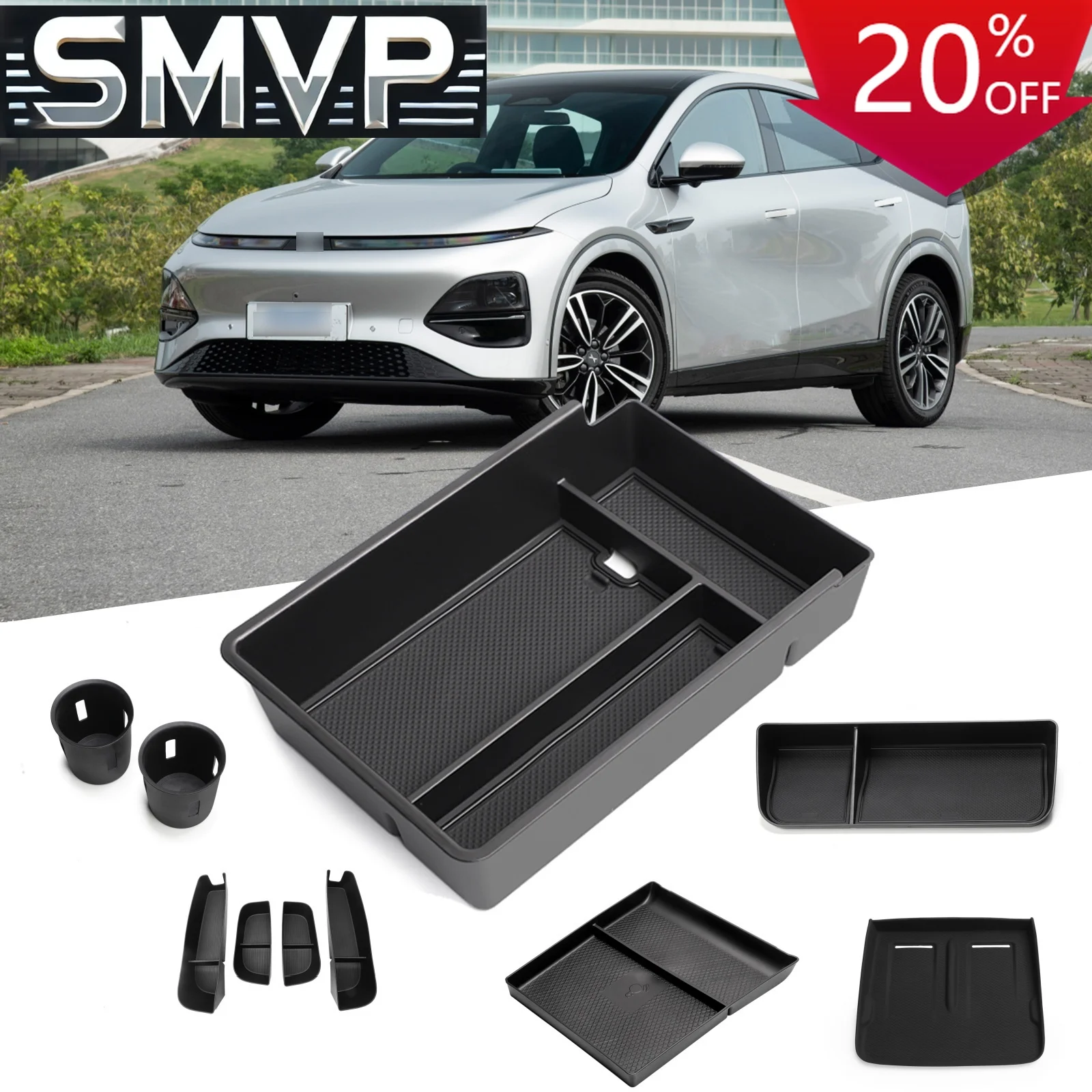 

Fit For Xpeng G6 2023 2024 Car Central Storage Box Cup Holder Dashboard Tray Interior Accessories Organizer Tidying Black