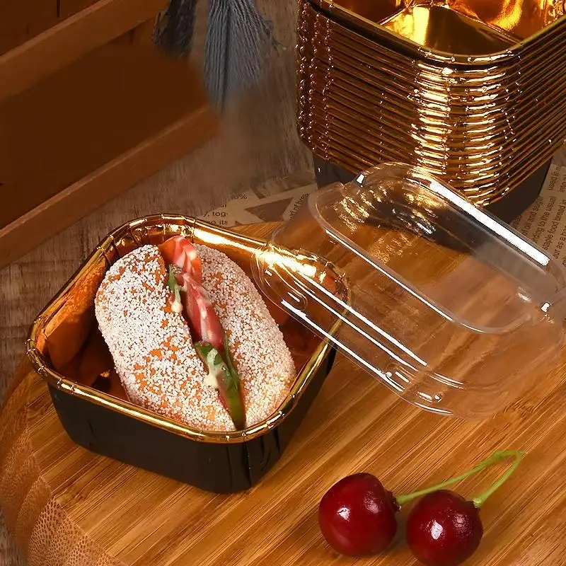 Square Food Grade Dessert Boxes with Clear Lids 10/20/50Pcs Stackable Container for Mousse Cake Birthday Party Favor