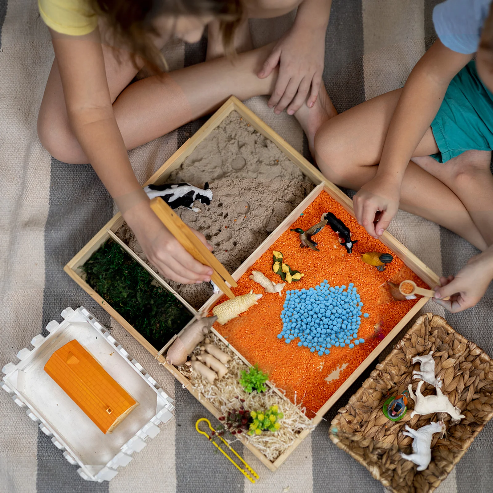 1 conjunto de jogos internos para crianças, imitação colorida de porcelana, areia, mesa sensorial, projetos de artesanato, seixos de plástico para criatividade