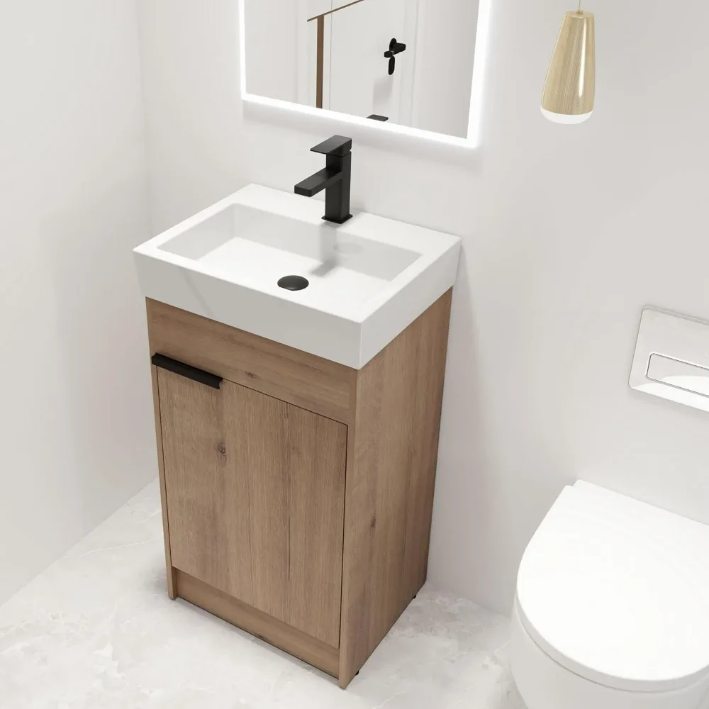 

18 Inch Freestanding Bathroom Vanity with Sink, 18" Floor Standing Bathroom Vanity, Modern Vanity