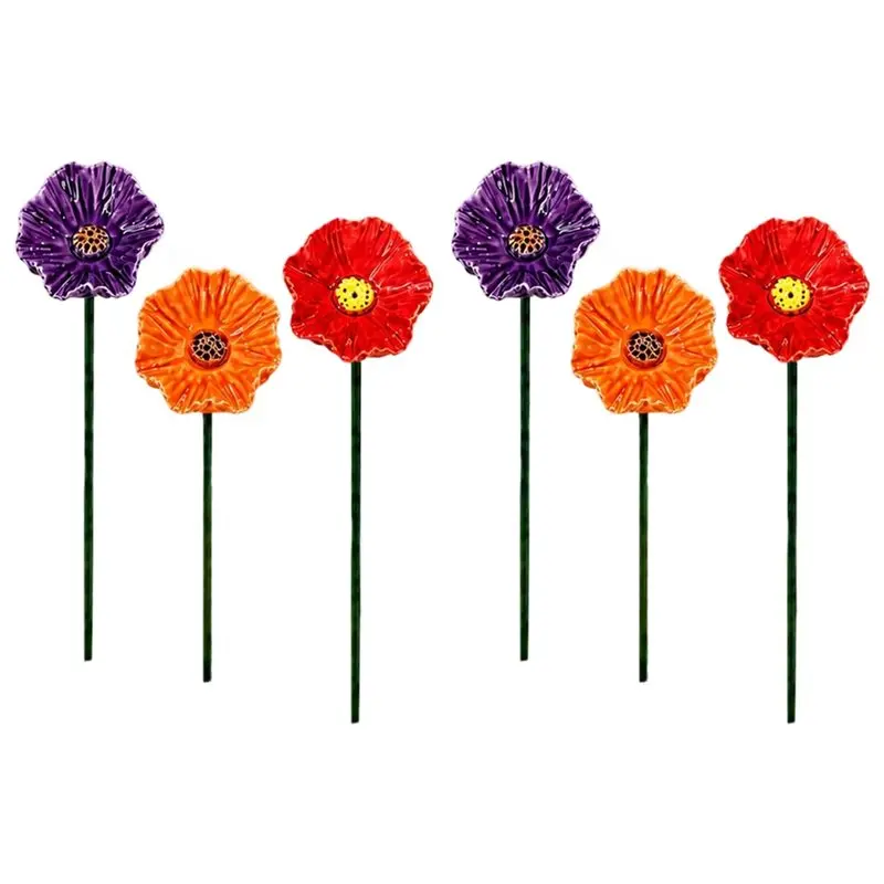 ABJN-Small Outdoor Garden Stake Mini Pollinator Watering Station,Colorful Flower Bee Water Feeder Butterfly Bird Bath Yard