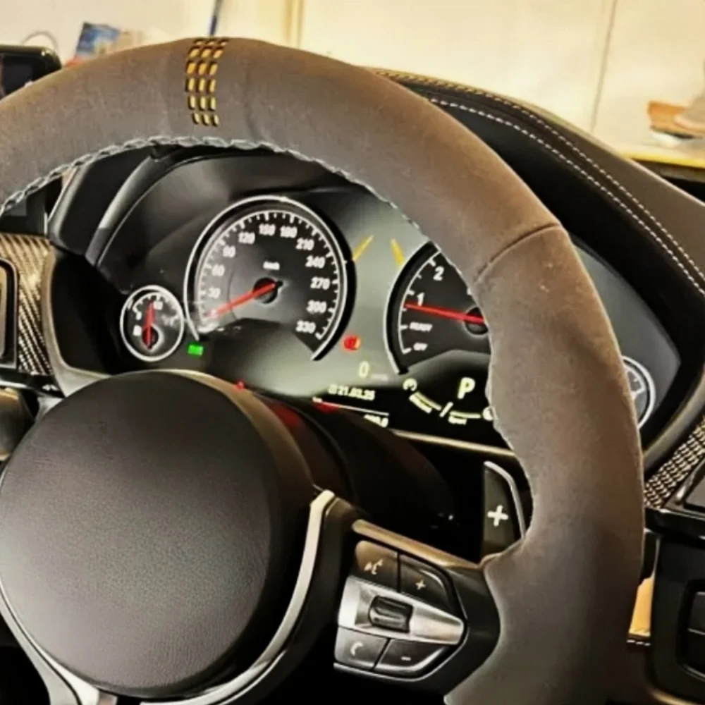 Custom Car Steering Wheel Cover Suede Leather For BMW M Sport F06 F10 F15 F16 F20 F21 F25 F30 F32gt X1 X3 x5 Avant Steering Wrap