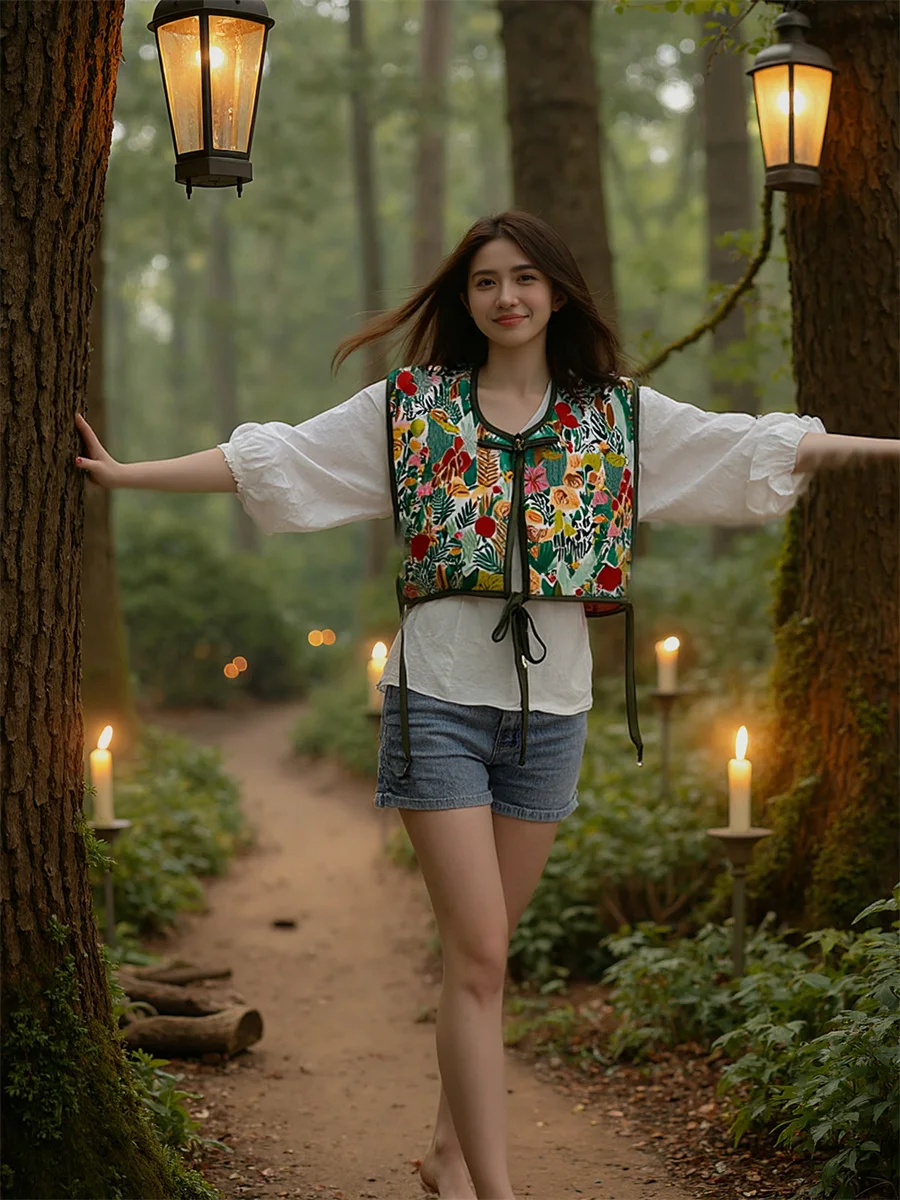 

Жилеты на шнуровке с вышивкой для девочек, жилеты, одежда, женская весенняя двусторонняя повседневная одежда для поездок на работу, простые базовые жилеты без рукавов, минималистичный OL