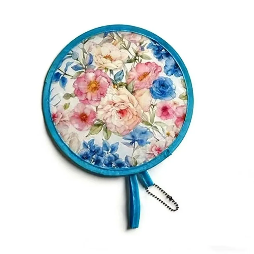 New Summer Handheld Folding Fan Japanese Oil Painting Travel Round Foldable Fan Polyester Mini Folding Fan Men Women