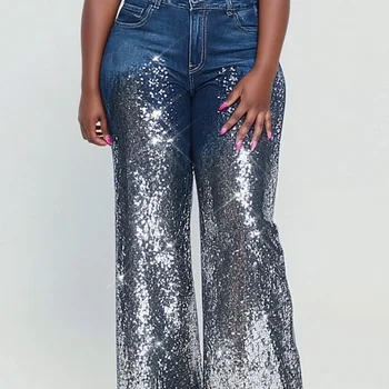 Jeans Holgados Cintura Alta Jeans HDLTE Mujer Pierna Ancha Cintura Alta - Estilo Y2K Años 90 Blanco Jeans Estilo 90s Y2K